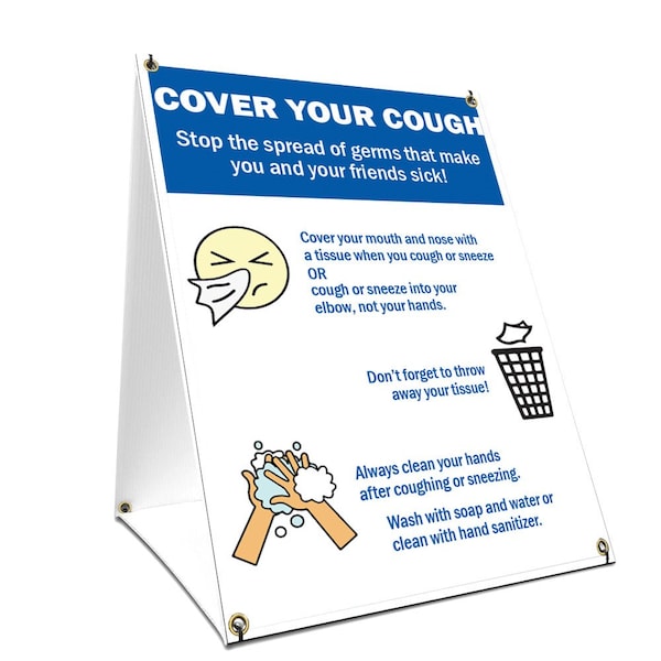 OSHA Notice, 36" Height, Coroplast, 24" x 36", Cover Your Cough 2, Cover Your Cough 2
